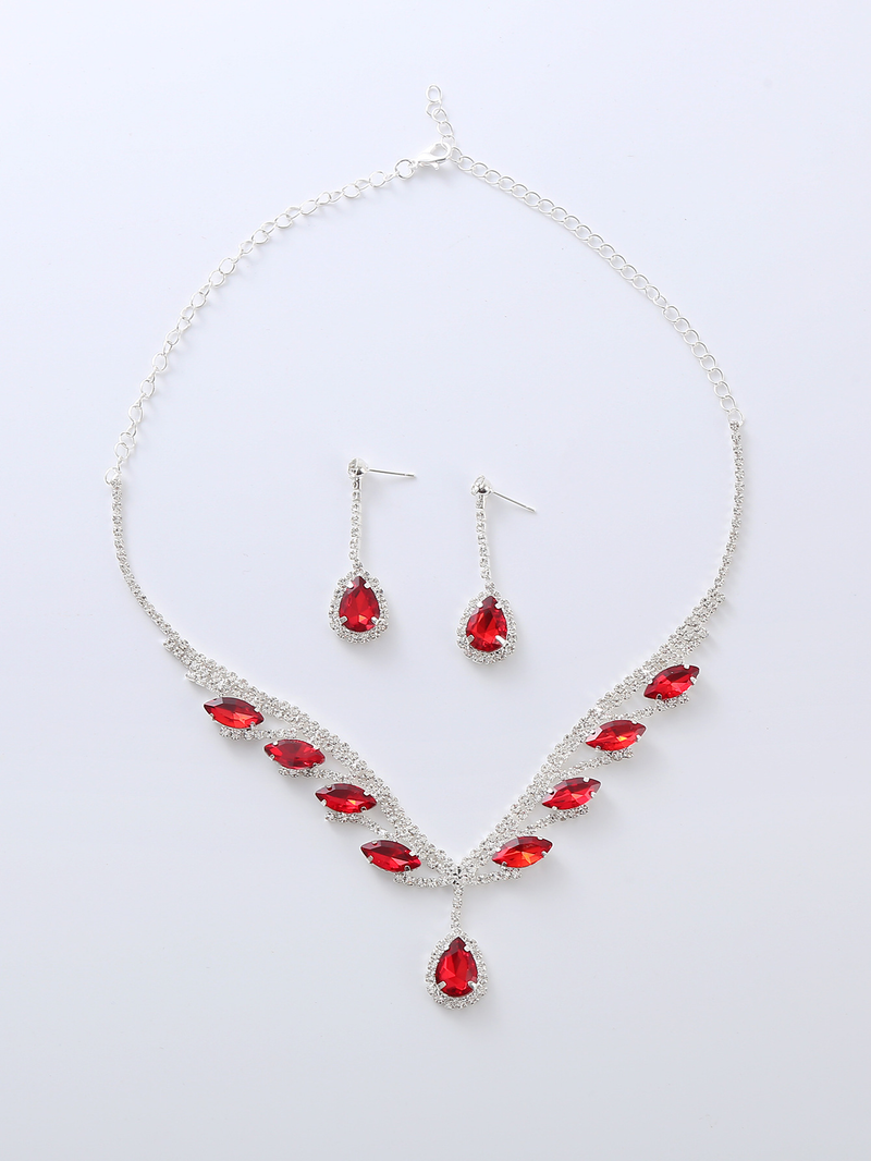Set di collane in due pezzi alla moda e lussuose, orecchini, abito da sposa della sposa, accessori per la cena_voghion.com