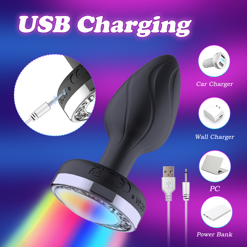 Plug Vibrating Butt LED Light Anal APP Vibrator Prostata-Massagegerät für Männer Fernbedienung Vibrator A_voghion.com