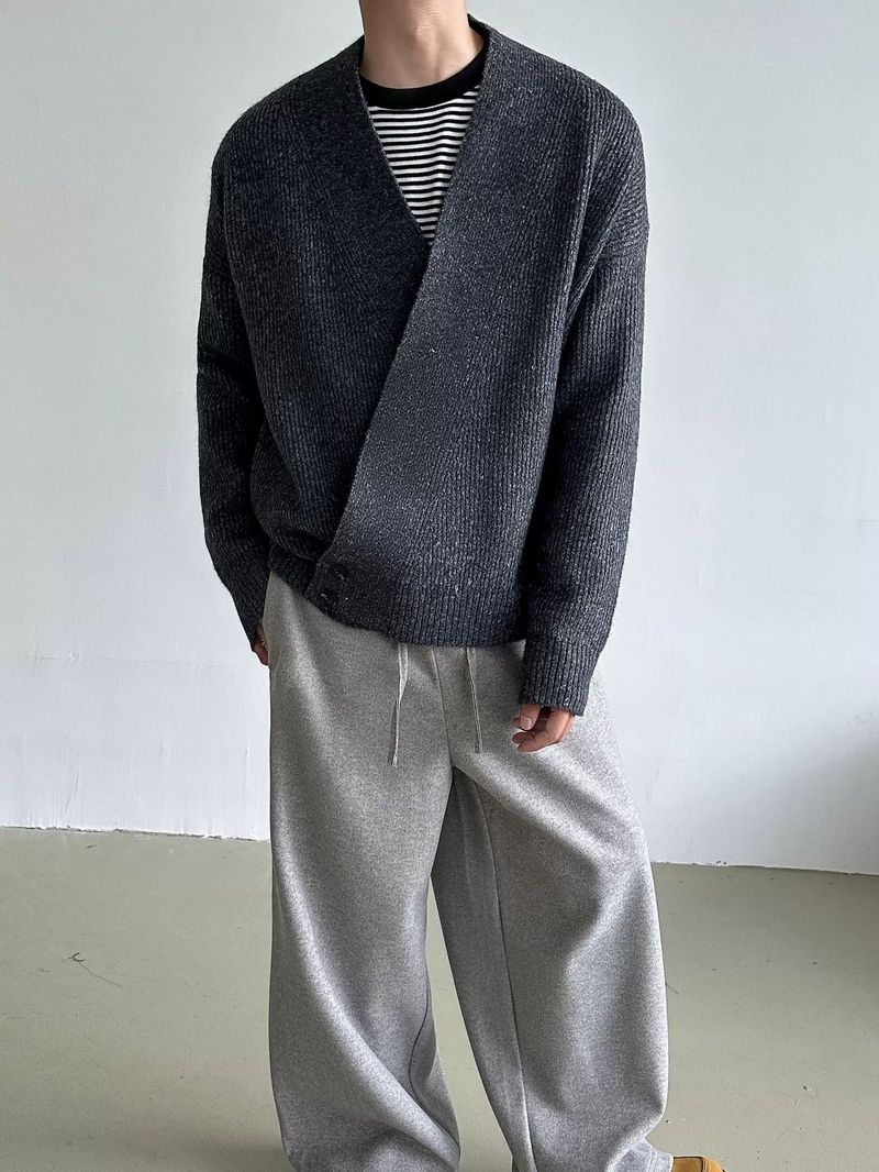 Cleanfit Vielseitiger, lockerer Cardigan-Robe-Pullover für Herbst und Winter, altes Geld, fauler Stil, gestrickte Jacke_voghion.com