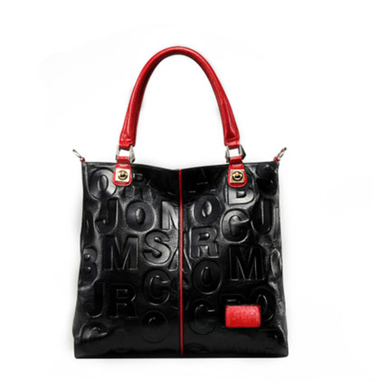 Borsa da donna New Urban Simple Borsa tote in pelle con testo Borsa a tracolla da donna in vera pelle con lettera_voghion.com
