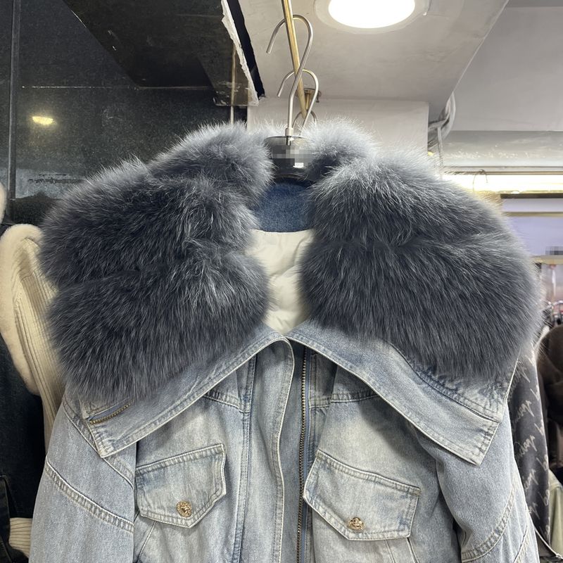 Abbigliamento invernale nuovo, giacca in pelliccia di volpe con collo largo, parka foderato spesso da donna_voghion.com