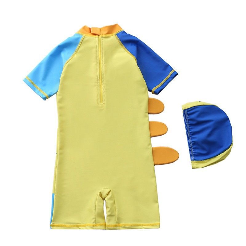 Traje de baño para niños de una pieza con capucha de dinosaurio, traje de baño de manga larga para playa, protector solar, traje de baño de aguas termales para bebés_voghion.com