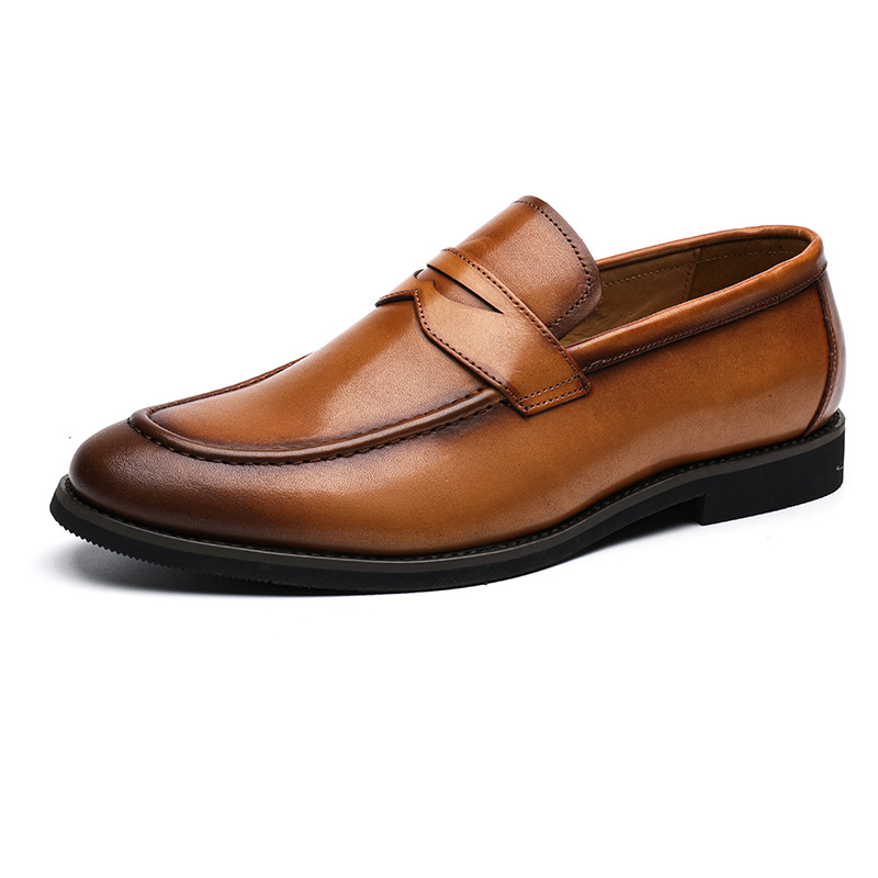 TerraStride Summer Business Casual Thick-Soled Loafers Genuine Leather Slip-On Shoes Men's Top Layer Cowhide_voghion.com
