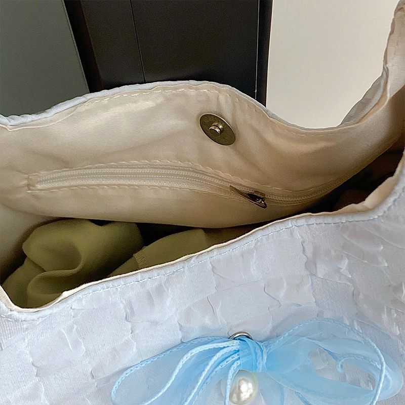 Grande capacità per il tempo libero con fiocco per le donne 2024 nuova borsa a tracolla di nicchia, borsa tote versatile per i pendolari_voghion.com