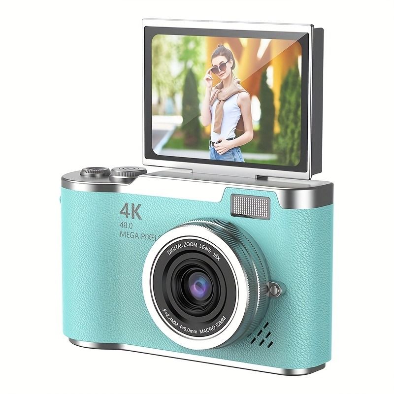 Cámara digital profesional 4K HD para Navidad y Acción de Gracias con pantalla abatible de 2.4" - Ideal para tomar fotos y grabar videos - Regalos navideños_voghion.com