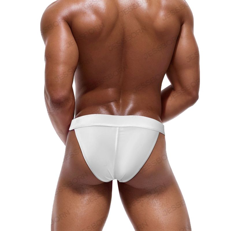JESSBORN- Pantaloni da Nuoto a Forma di T con Forcella Alta e Bottone in Metallo Singolo da Uomo_voghion.com