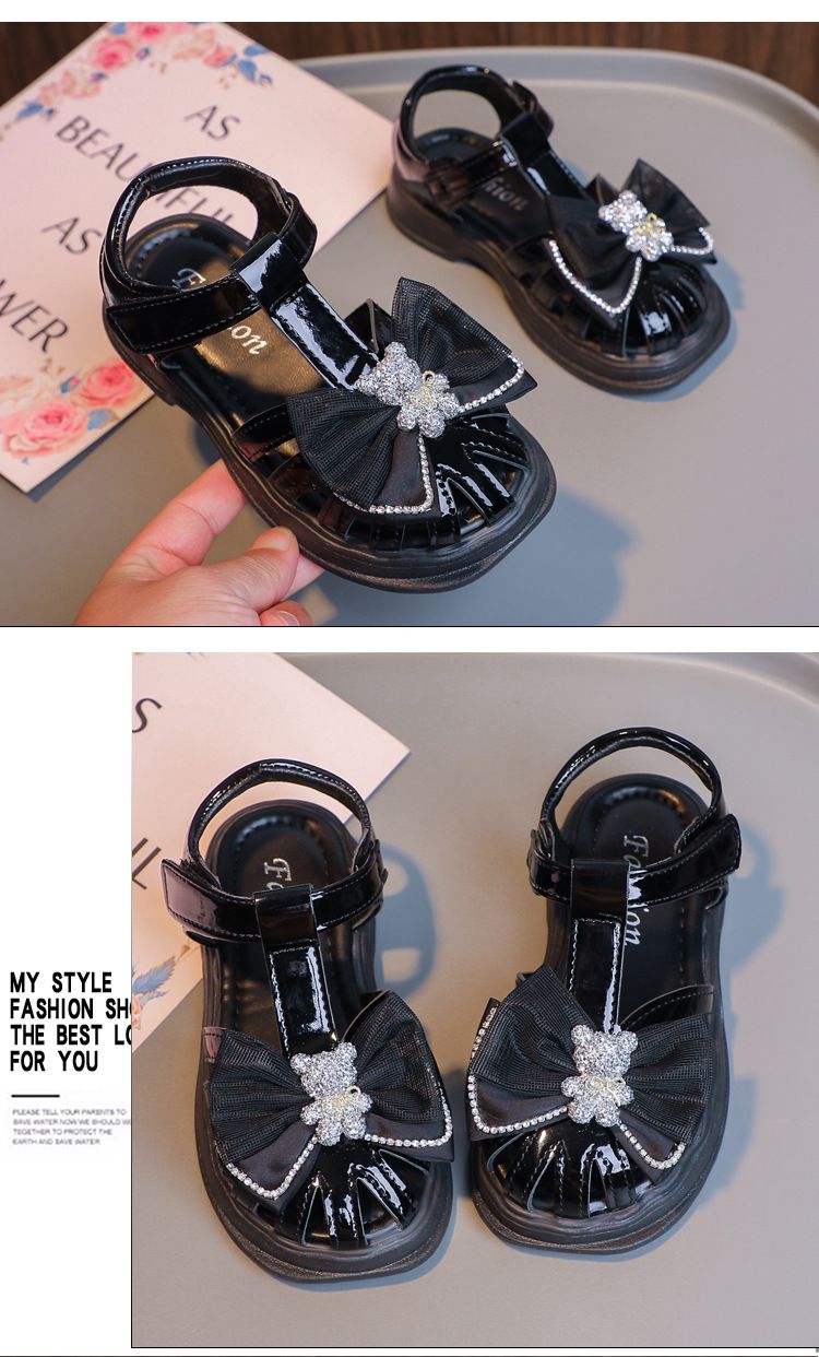 Sandales d'été pour filles, nouvelles chaussures 2024: chaussures de princesse à semelle souple pour grands enfants, chaussures de plage antidérapantes avec bout nœud_voghion.com