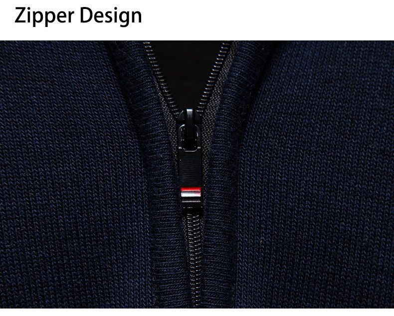 Herren-Strickpullover mit Fleecefutter, schmale Passform, halblanger Reißverschluss, für die Freizeit im Winter (Hellgrau, Dunkelgrau, Schwarz, Marineblau, Beige)_voghion.com