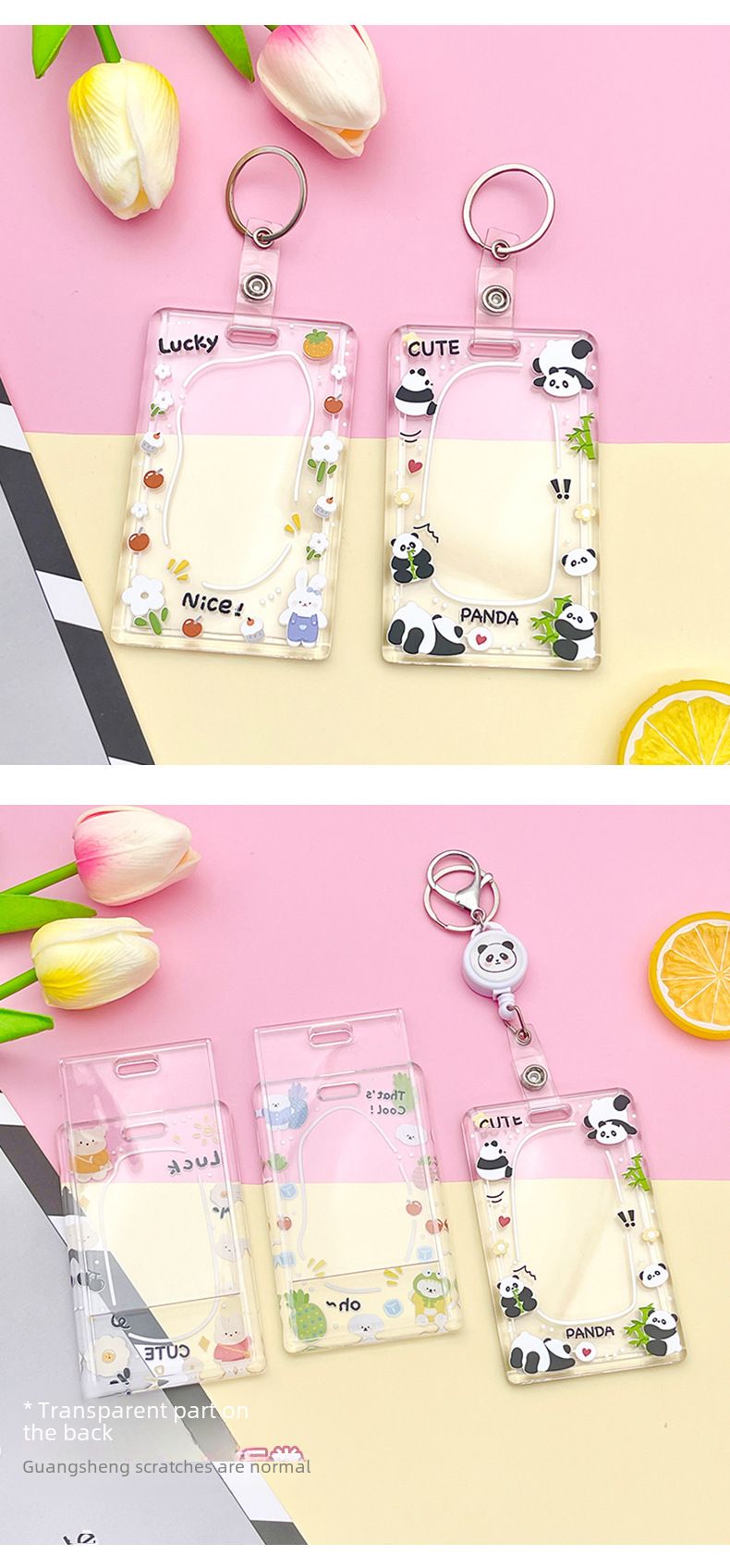 ins Cute Cartoon Simple Transparent Card Set Campus Bus Meal Card Factory Brand Permis de muncă Husă de protecție Hard Shell Brand_voghion.com