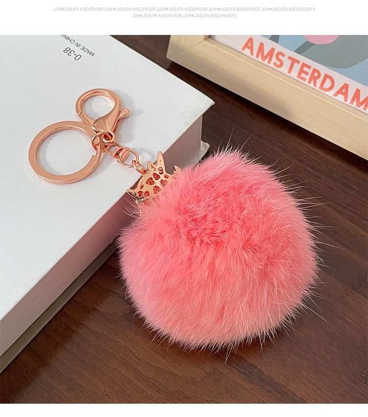 Alloy Hairball Inlaid Diamond Unicorn Rose Gold Keychain Animal Car Bag Pendant Personalized Plush Gift_voghion.com