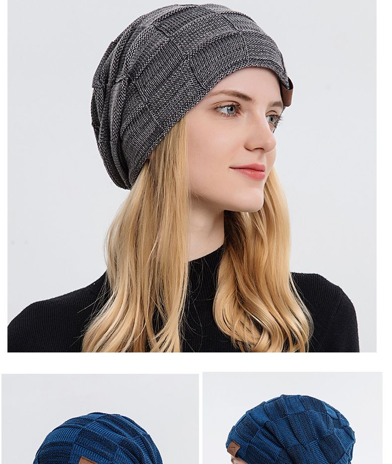 9875 Autumn/Winter Plush Mixed Color Versatile Woolen Knitted for Warm Fashion Pullover Winter Women's Hat_voghion.com
