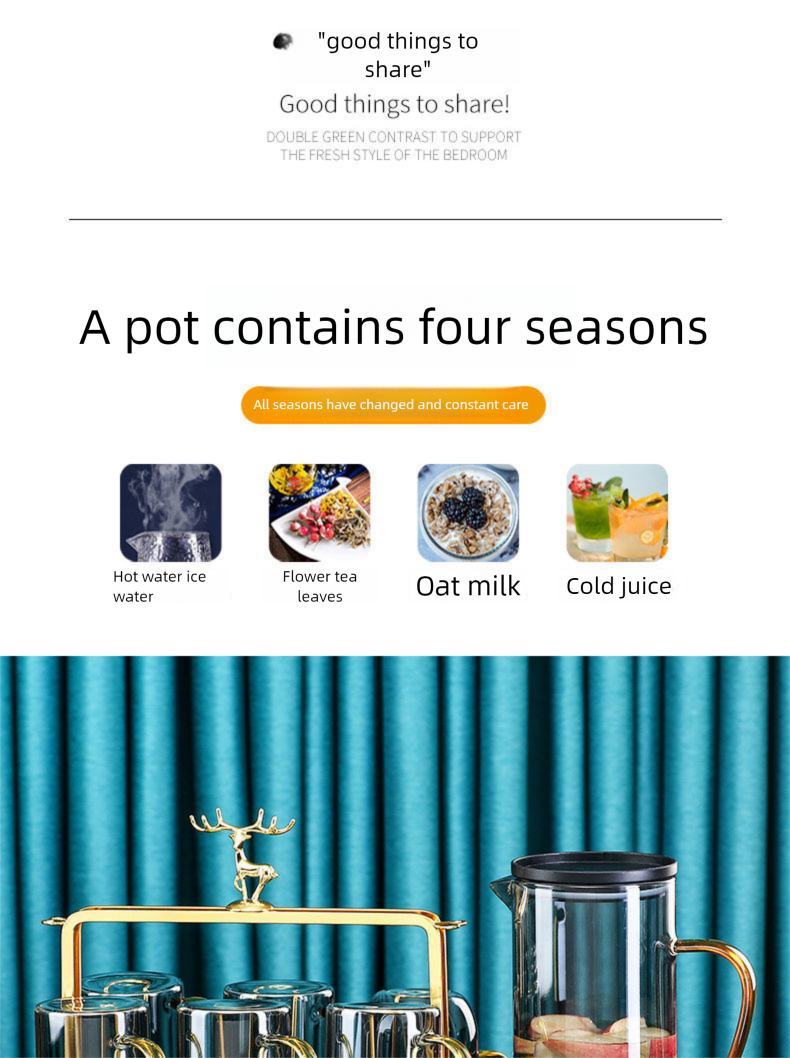 Nordic Style High-Value Heat-Resistant Glass Cold Water Pitcher Set Household Living Room Coffee Table Drinking Cup_voghion.com