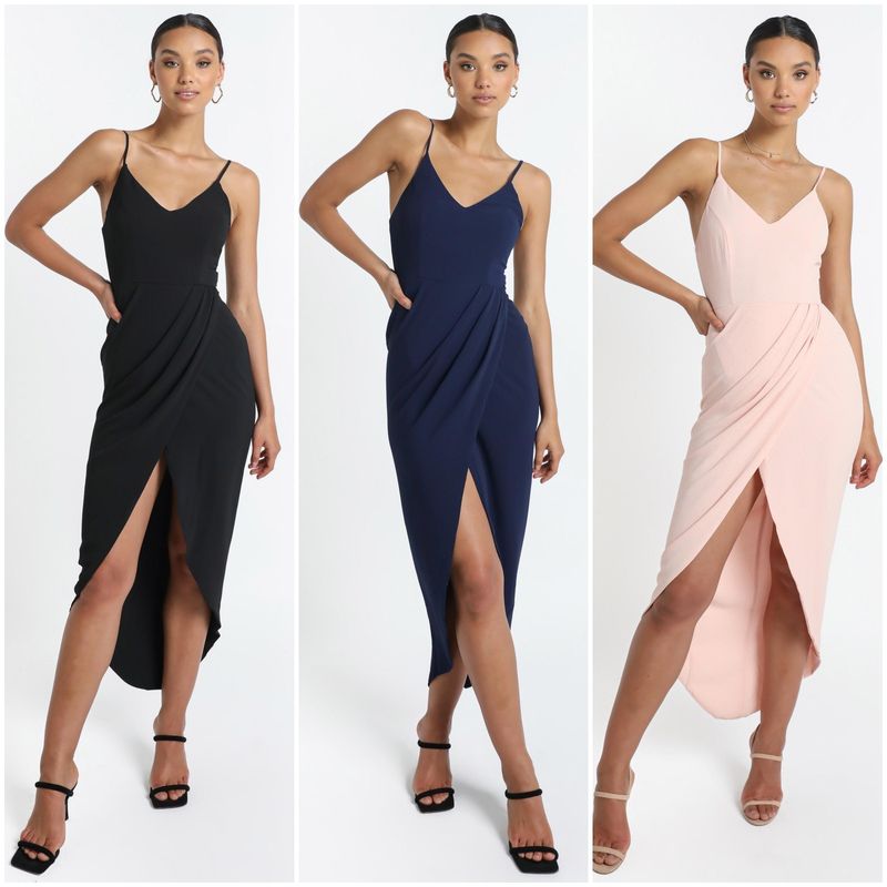 Abito elegante asimmetrico con volant e vita alta con scollo a V da donna - Abito midi aderente in maglia senza maniche per donna, dall'ufficio alla festa, disponibile_voghion.com