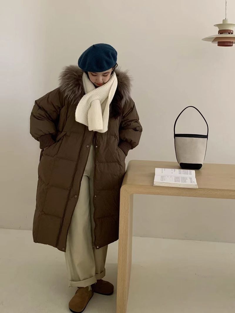Damenmode lange Kapuzenjacke Warme Jacke_voghion.com