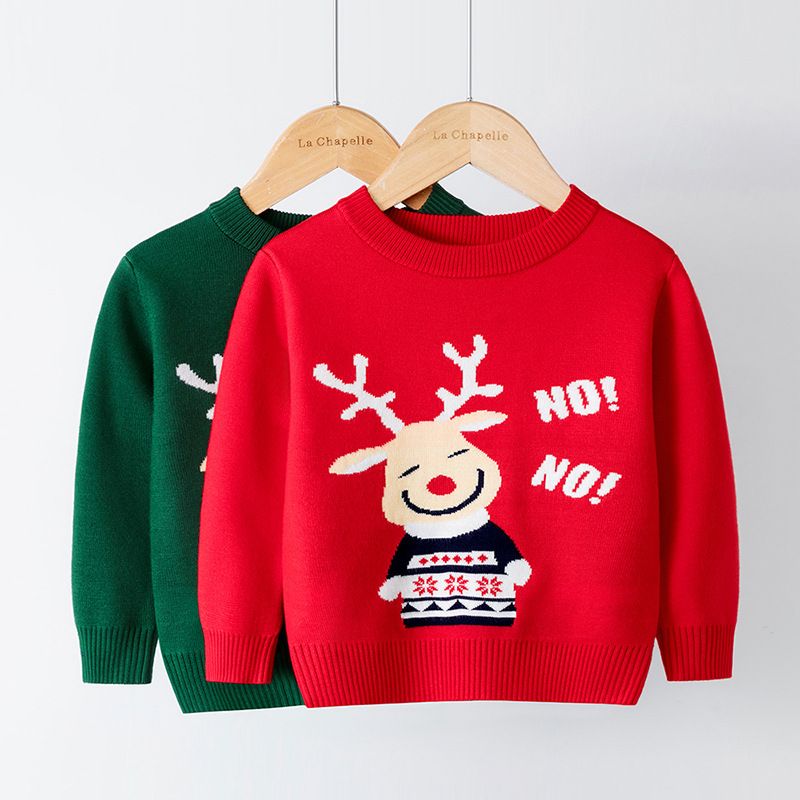 Weihnachtskleidung für Kinder Jungen-Cartoon-Pullover-Pullover für Mädchen Weihnachts-Elch-Pullover für Mädchen Neujahr Herbst/Winter-Pullover_voghion.com