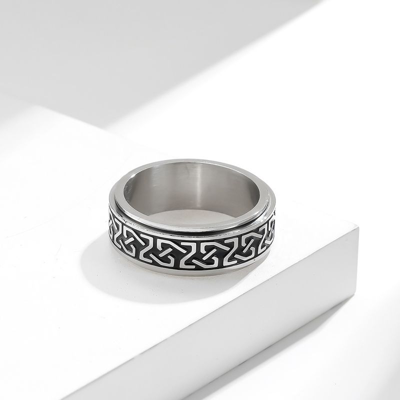 Anello girevole in acciaio inossidabile con nodo celtico per alleviare l'ansia, anello di fidanzamento per coppia_voghion.com