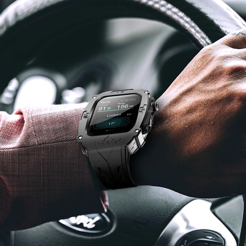Suitable for Apple Watch integrated strap metal silicone model apple iwatch S9876 strap 44mm45mm_voghion.com