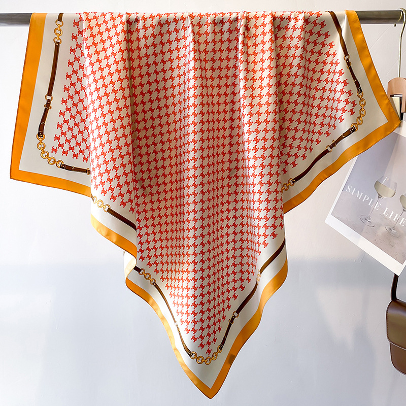 Sciarpe colorate in twill di seta, sciarpe stampate coreane, grandi sciarpe, scialle 90x90 cm, protezione solare, viaggio_voghion.com