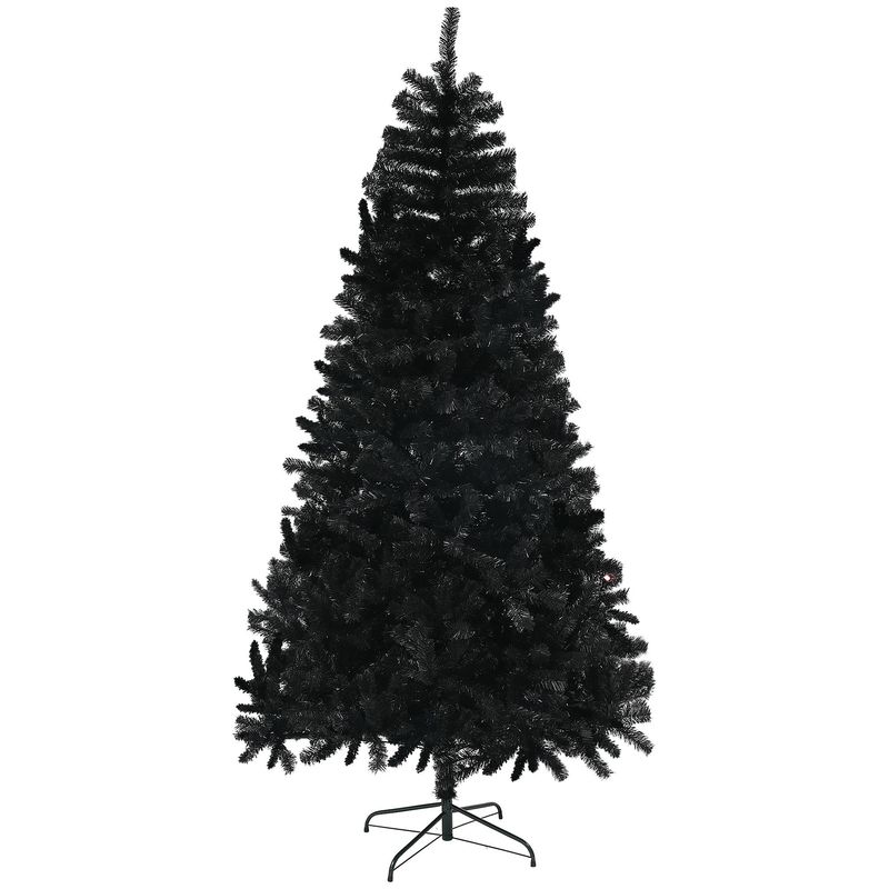 9ft Tall Artificial Christmas Tree, Unlit Xmas Tree With 2132 Branch Tips, Auto Open, Steel Base, Holiday Décor For Home Office, Black_voghion.com
