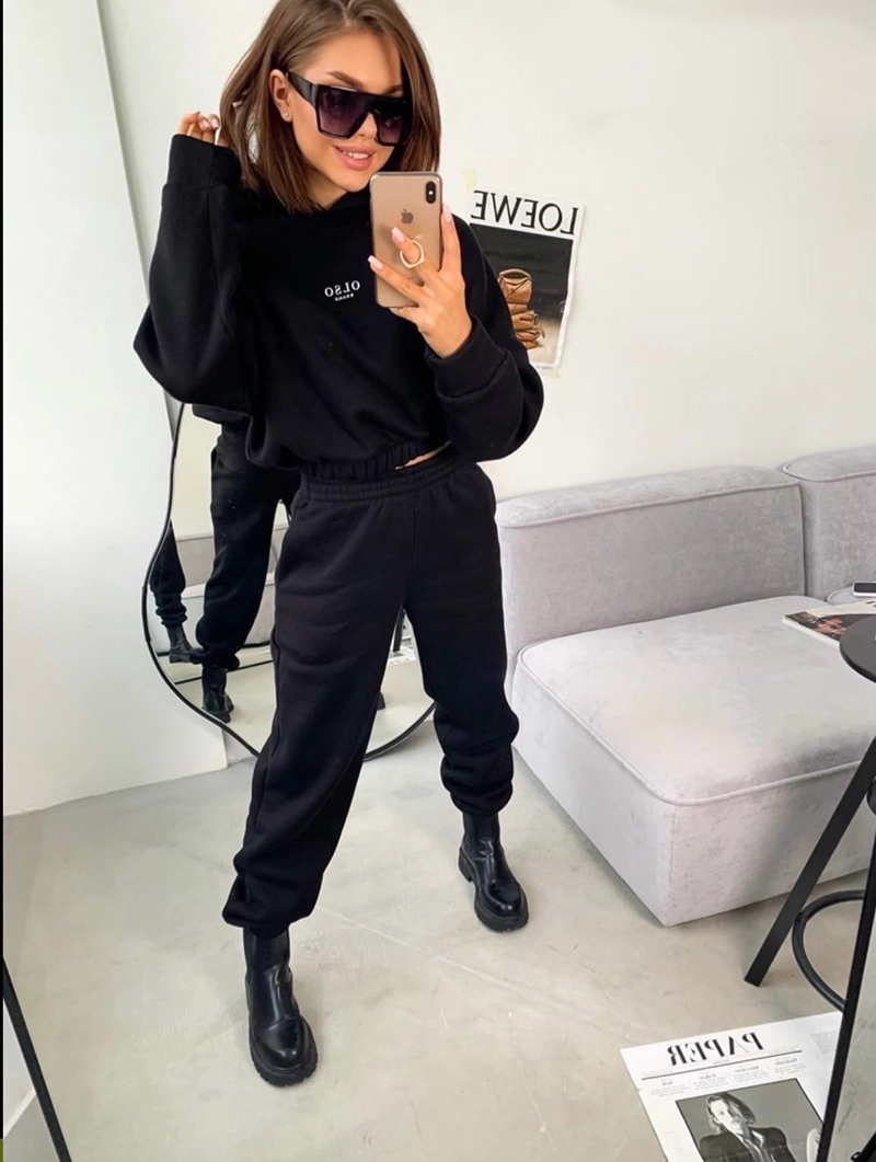 Abbigliamento da donna autunno nuovo set da due pezzi in pile lavorato a maglia da donna 9019_voghion.com