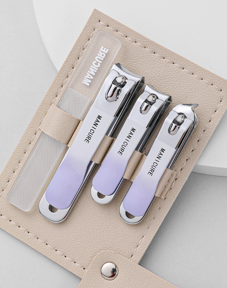 Set tagliaunghie portatile con tagliaunghie a colori sfumati, riparazione unghie e piedi in acciaio inossidabile, lima per unghie professionale e kit per nail art_voghion.com
