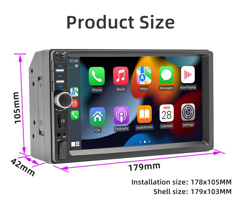 Autoradio 7" avec CarPlay sans fil - Lecteur MP5 à écran tactile HD et Bluetooth_voghion.com