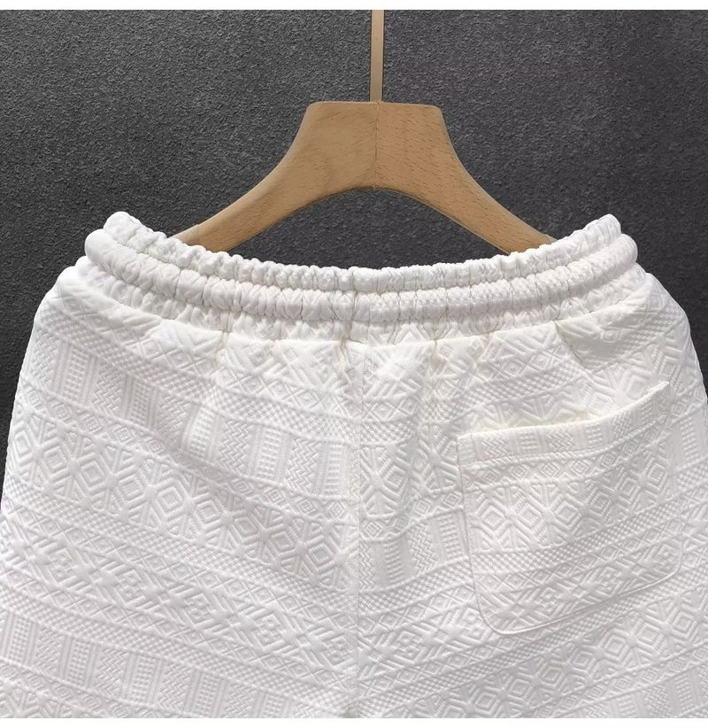 Herrenbekleidung Hochwertige weiße Muster Casual Shorts Modische Oberbekleidung Strand Sport Shorts_voghion.com