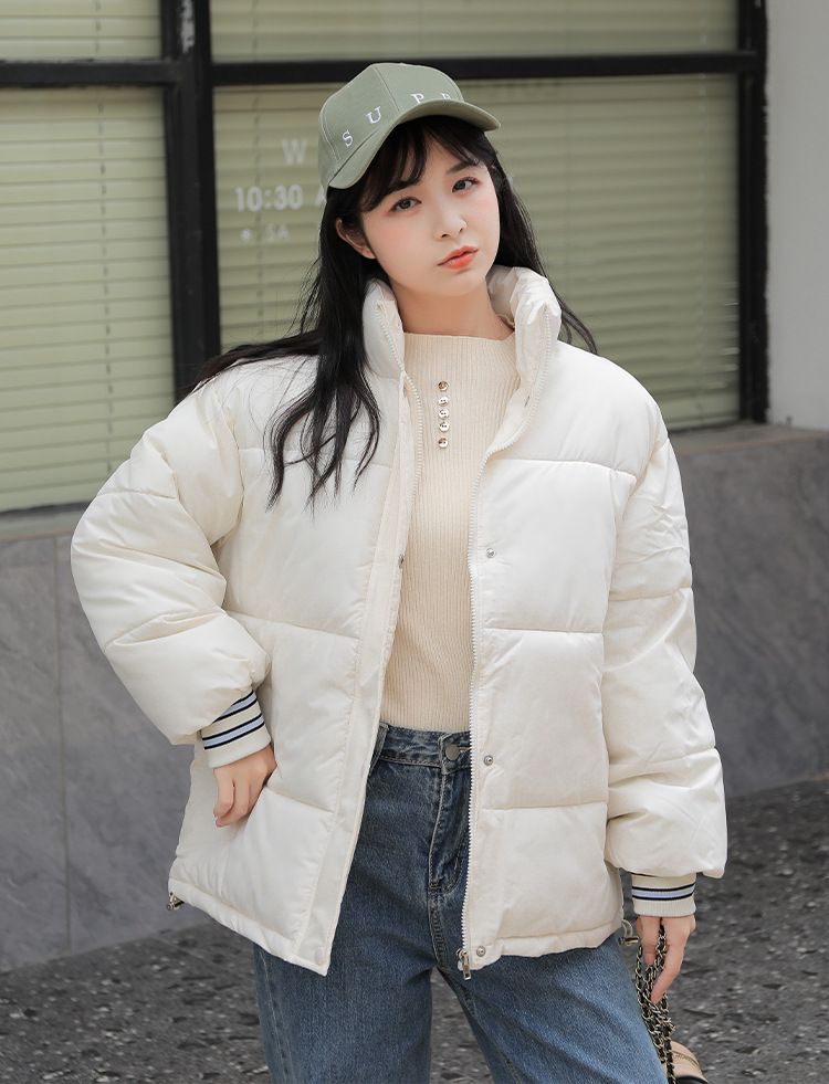 Giacca corta imbottita in cotone da studentessa alla moda femminile_voghion.com