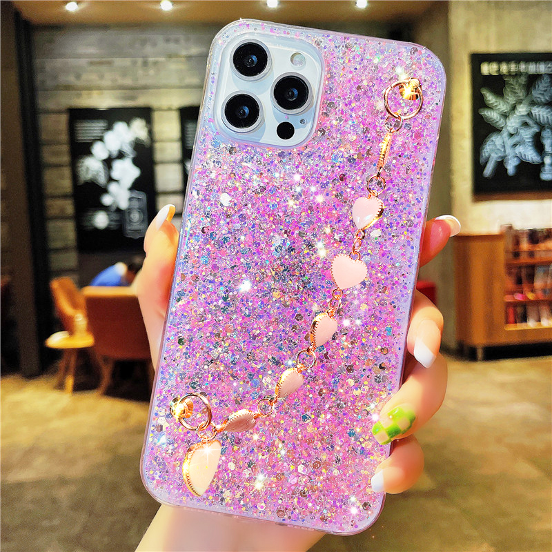 Modna mekana futrola s narukvicom u obliku srca, šljokica, za Samsung Galaxy A51 A71 A50 A70 A52 A20 A30S A32 A31 Note 20 S21 S20 FE TPU_voghion.com