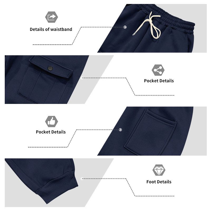 Herren-Set mit Fleece-gefüttertem Kapuzenpullover und Arbeitshose – Schweres, lässiges Winter-Outfit, locker sitzender Stehkragen, warm und bequem_voghion.com