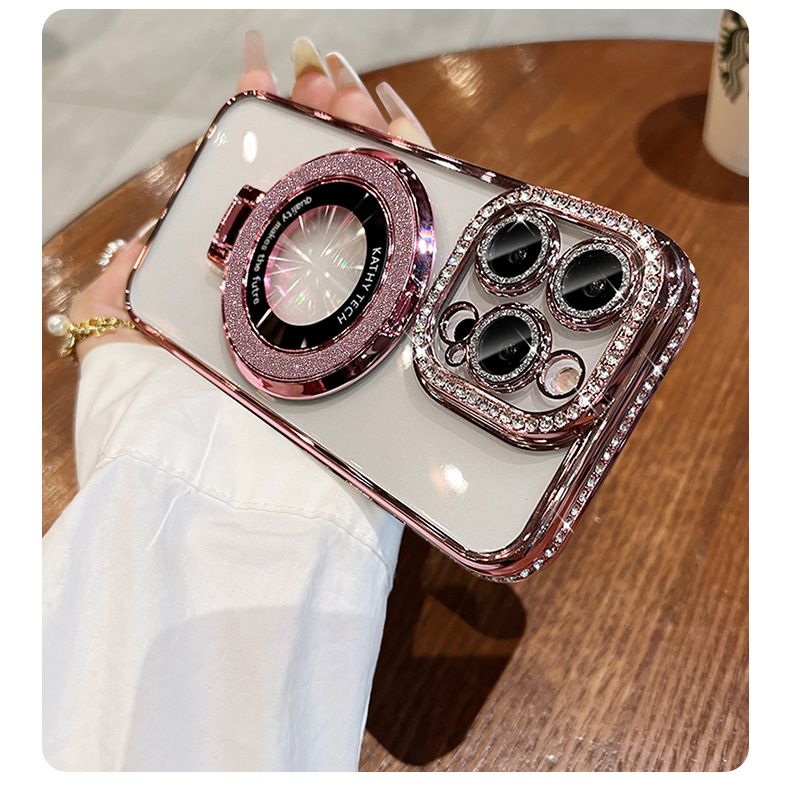 Handyhülle Halterung passende Handyhülle galvanisierte Strasssteine mit Glitzerlinsenfolie_voghion.com