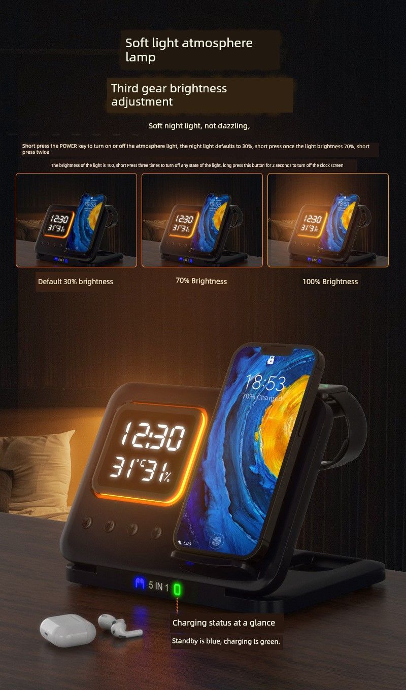 Wireless Charger Three-in-One For Huawei Iphone Iphone16 Samsung Mobile Phone Neutral Iphonewatch10 Watch 4 Headset_voghion.com