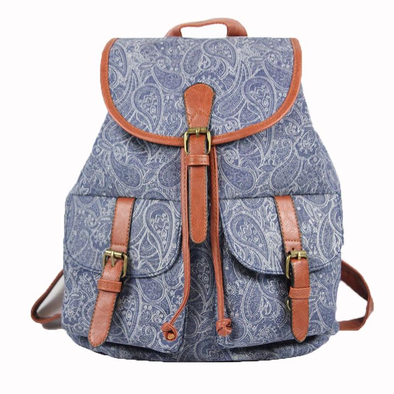 Summer and autumn women's casual backpack printed canvas schoolbag_voghion.com