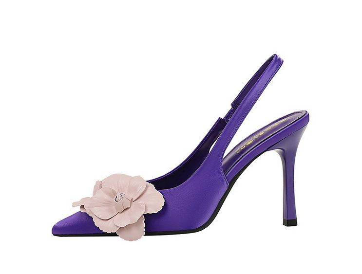 Elegante High Heels mit floralem Muster und spitzer Spitze und offenem Riemen auf der Rückseite – Damenschuhe für Bankette und besondere Anlässe, flache Einzelschuhe_voghion.com