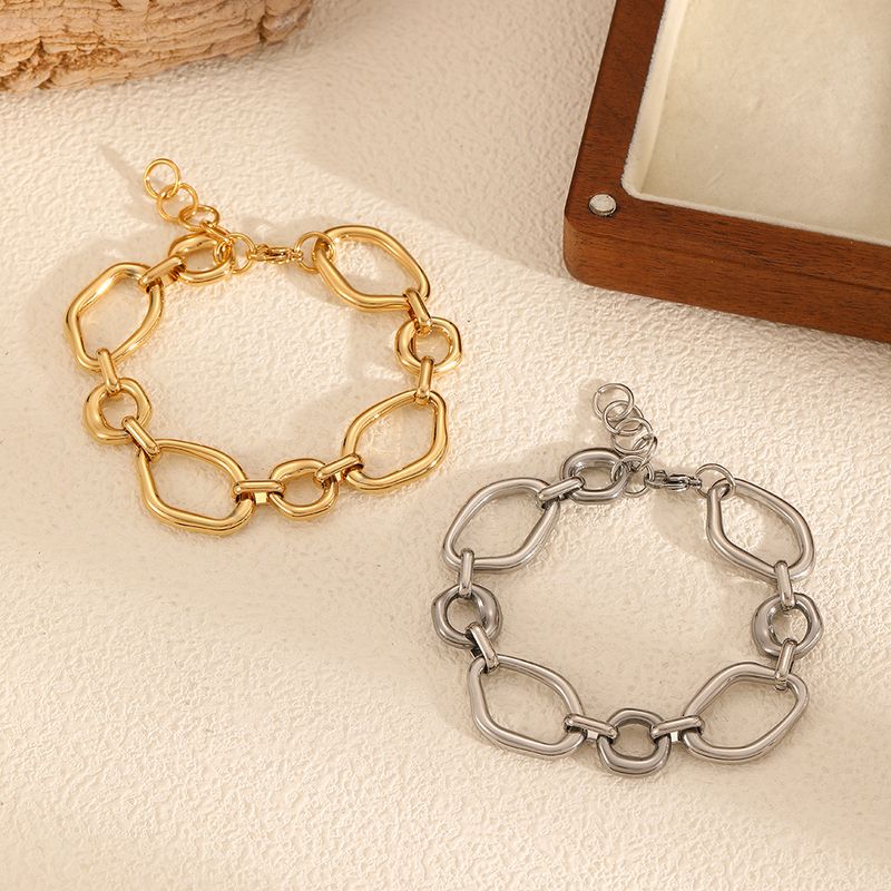Geometric Irregular Ring Titanium Personality Versatile Thick Chain Exaggerated Hip Hop Stainless Steel Bracelet_voghion.com