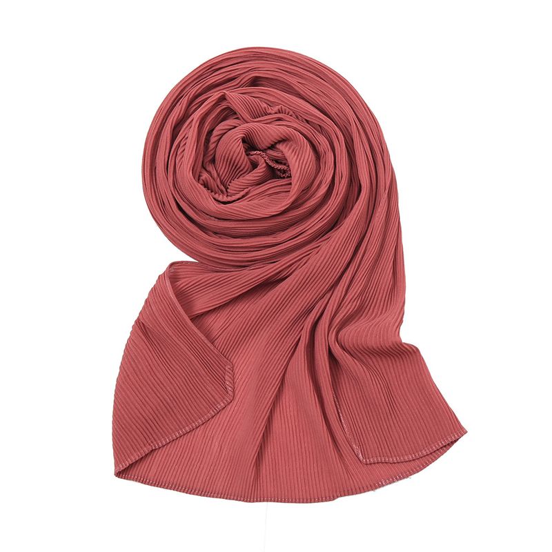 Unisex Pearl chiffon pleated solid color scarf for women hot selling solid color toothpick pressed wrinkled headscarf_voghion.com
