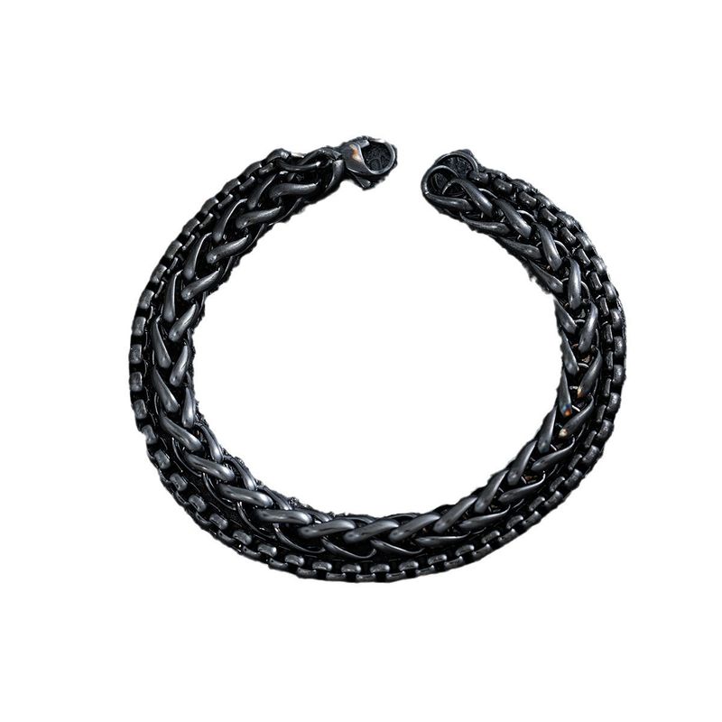 Hip Hop Trend Cuban Titanium Twist Chain Lobster Clasp Black NK Men's Stainless Steel Bracelet_voghion.com