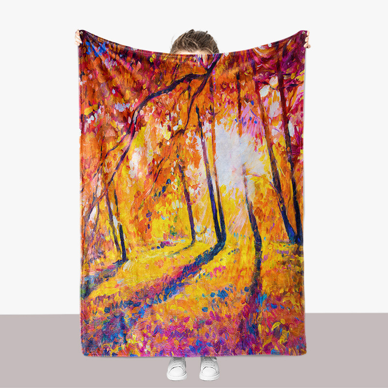 Abstrakte Kunst Ölgemälde Serie Flanell 3D gedruckt Sofa verdickte Abdeckung Decke_voghion.com