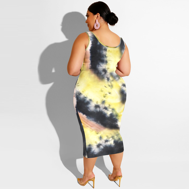 20778 Zomer nieuwe tie-dye print strakke wrap hippe mode casual set dames plus size tweedelige set_voghion.com