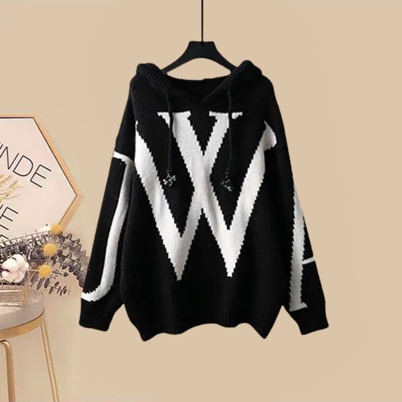 Women's Plus Size Knit Sweater & Flared Pants Two-Piece Set - Slimming Autumn Outfit, Casual Comfort & Stylish Coverage_voghion.com