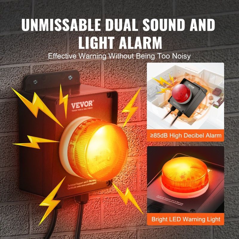 Pompa di allarme con indicatore di allarme da 16,4 piedi, interruttore di pozzetto, livello LED, galleggiante rumoroso_voghion.com