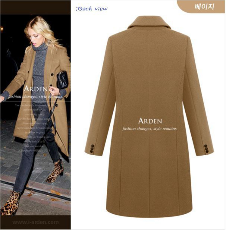 Autumn/winter Mid Length Large Woolen Women's Coat Double Breasted Woolen Coat_voghion.com