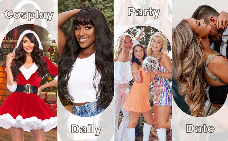 Synthetic Clip-in New Wig Women's Brown Middle Parted Short Curly Full Head Wig_voghion.com