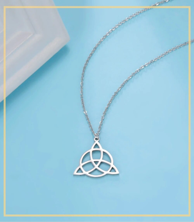 Ready Stock Skyrim Viking Irish Celtics Knot Pendant Necklace for Women Amulet Triquetra Chain Necklaces Stainless Steel Jewelry_voghion.com