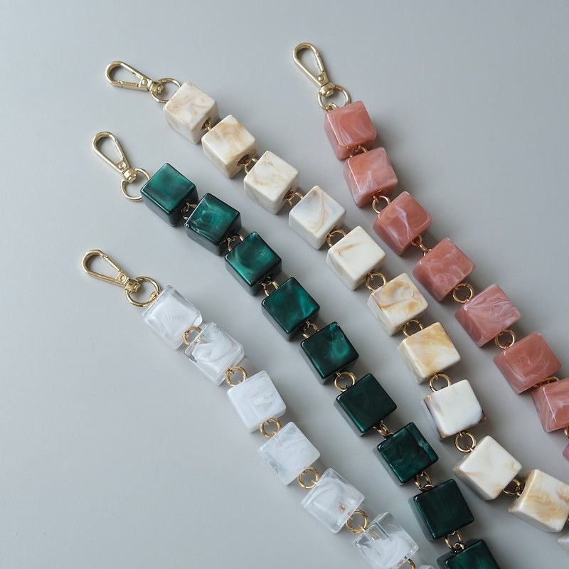 Fashion Vintage Handmade Color-Block Square Resin Bag Handheld Acrylic Bead Chain_voghion.com