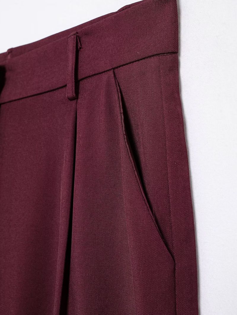 Women's Clothing Autumn Ankola Red Double Breasted Jacket Pants Suit_voghion.com