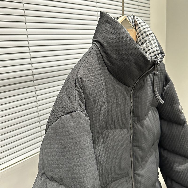 Men's Clothing men's Coat jacket fashion small plaid Coat jacket stand collar heat storage lining men's Coat jacket in stock_voghion.com