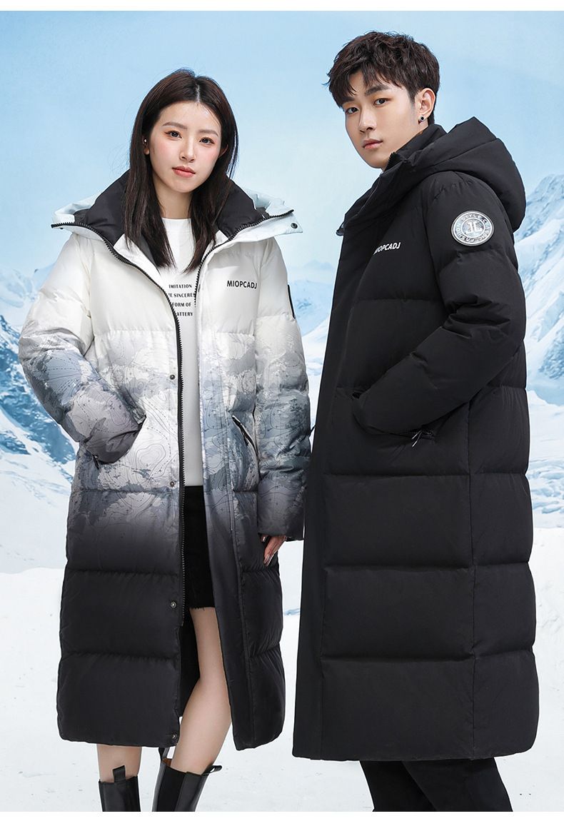 Abbigliamento da donna Inverno neve montagna gradiente spesso caldo lungo sciolto con cappuccio_voghion.com