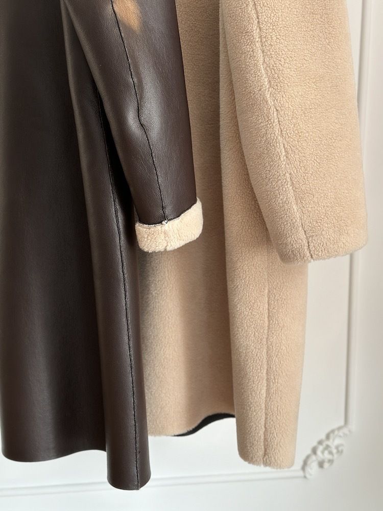 Cappotto reversibile in pelliccia sintetica da donna con design double-face, giacca invernale spessa lunga e corta per autunno e inverno, opzioni nero e marrone_voghion.com