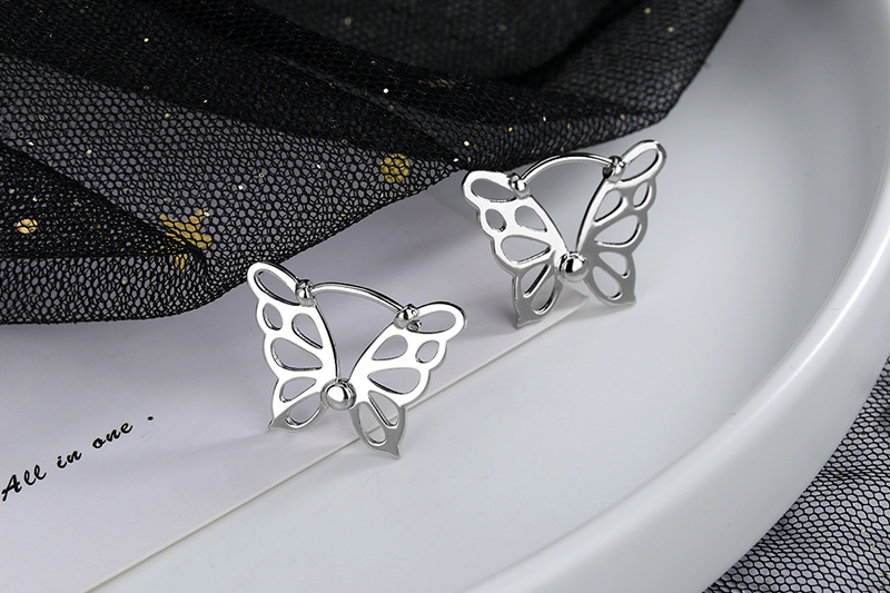 Pendientes de plata de ley VENUS Sier para mujer, aretes con forma de mariposa ahuecados, dije de temperamento, moda elegante_voghion.com